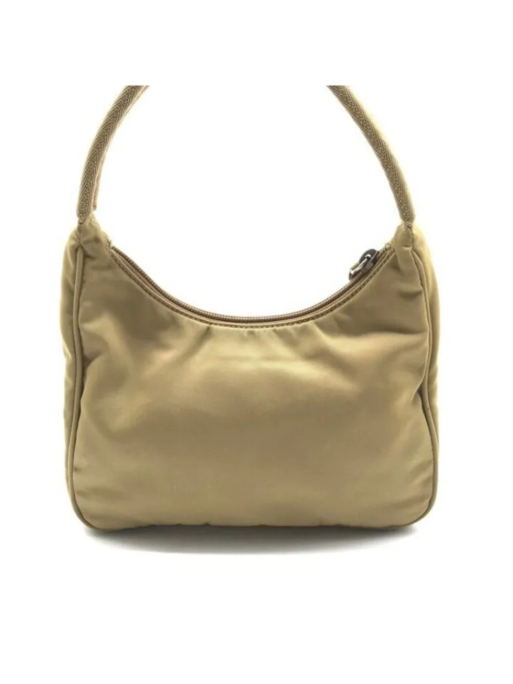 Prada Hand Triangle Plate Pouch Nylon Lightweight Simple Beige